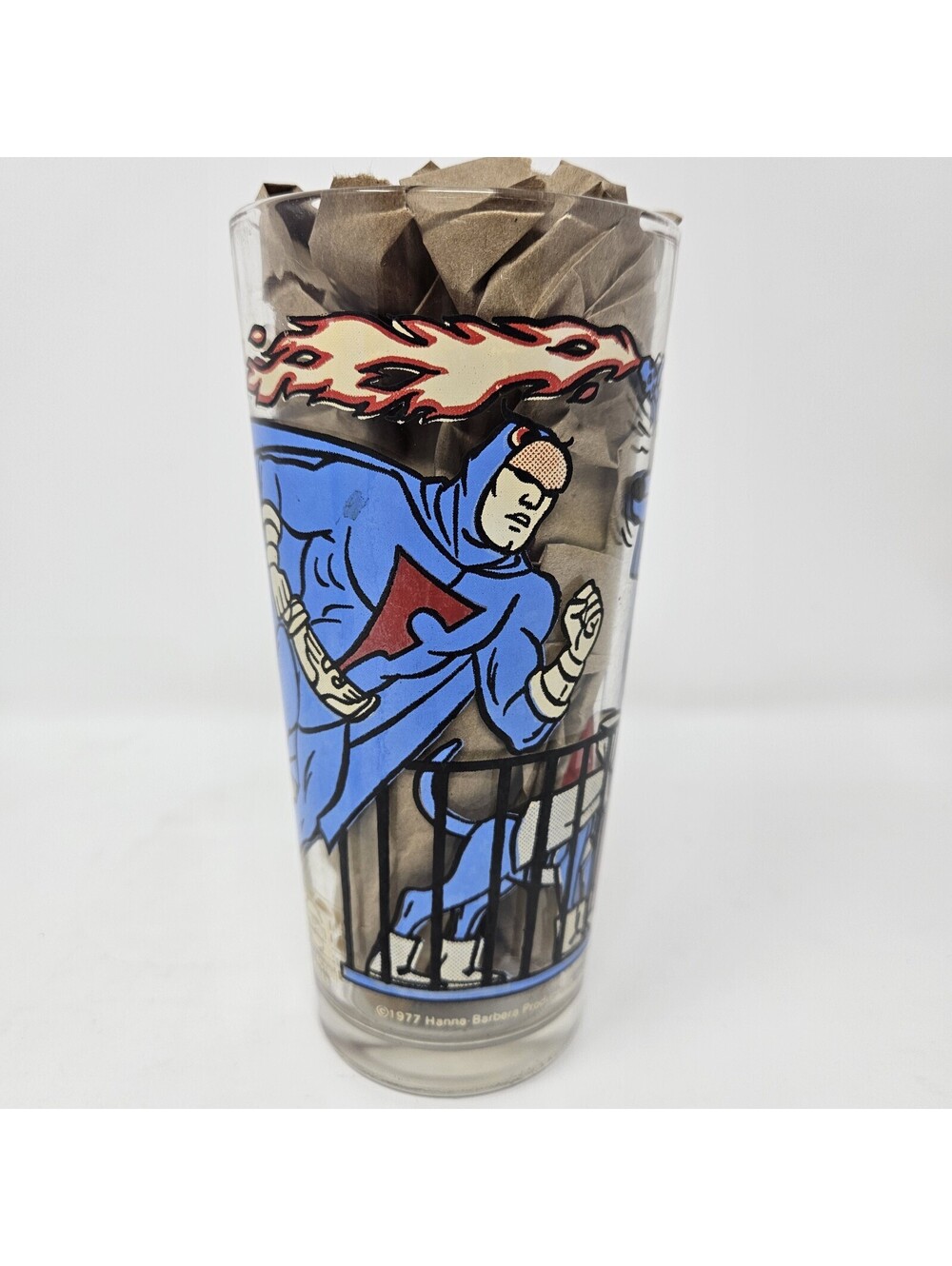 Vintage 1977 Pepsi Glass Blue Falcon & Dynomutt Hanna-Barbera Collector Series